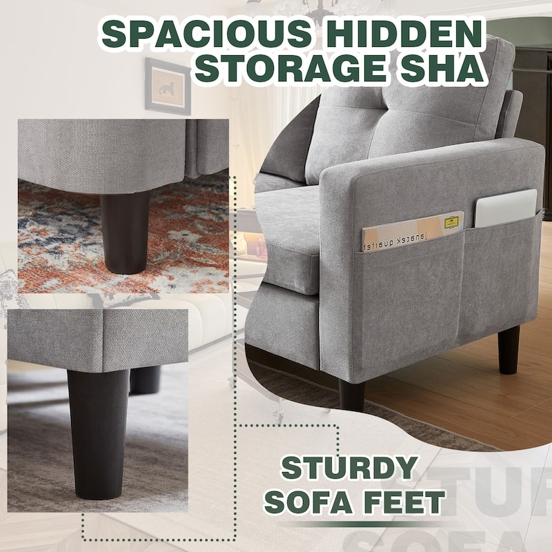 3 Pieces Living Room Set with Storage Ottoman