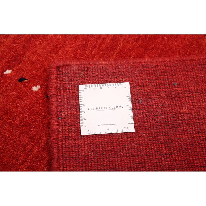 ECARPETGALLERY Hand Loomed Kashkuli Gabbeh Red Wool Rug - 4'11 x 7'9