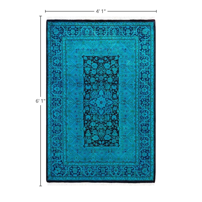 Overdyed One-of-a-Kind Hand-Knotted Area Rug - Green - 4' 1" x 6' 1"