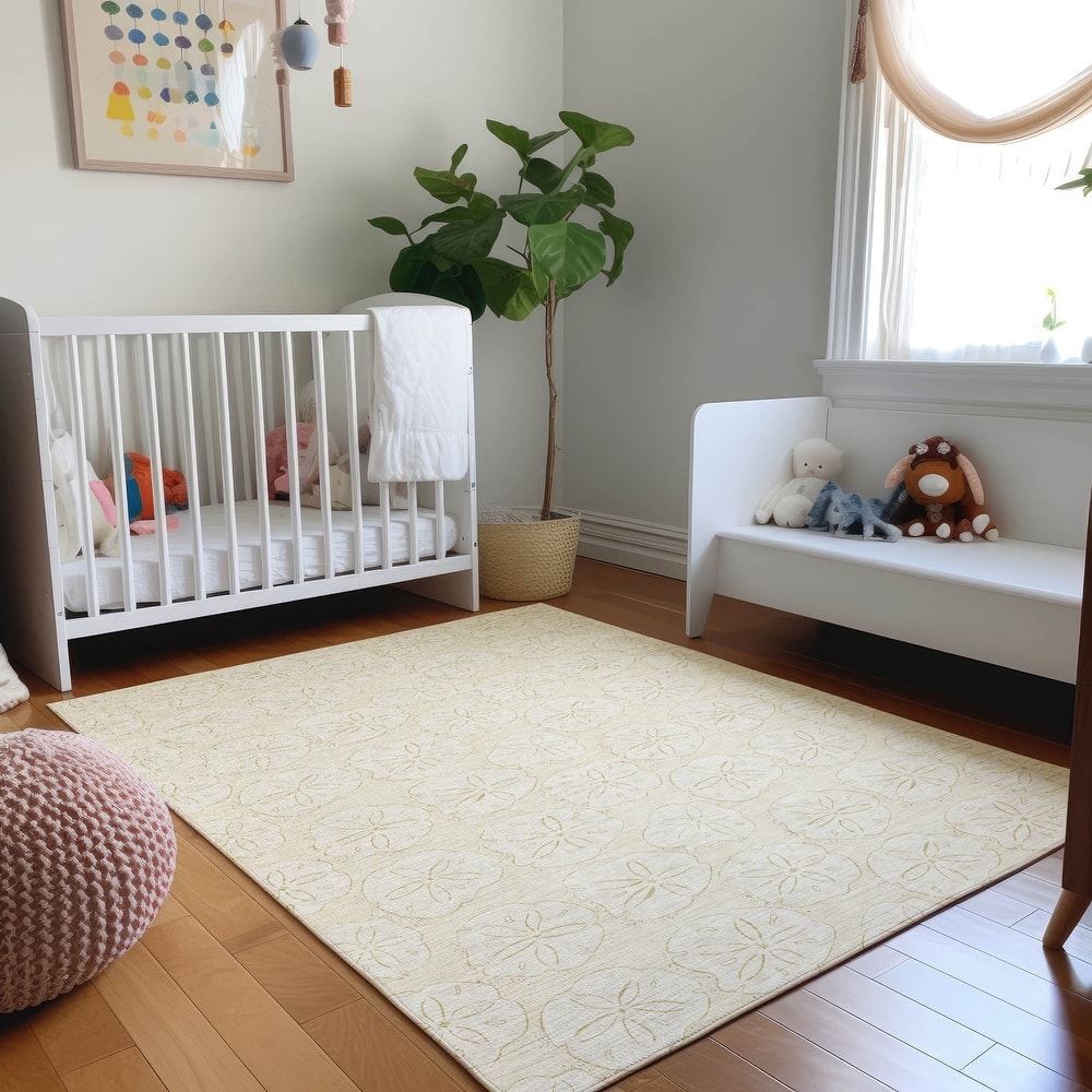 Premium Washable Super Soft Coastal Seashell Imprints Mayfield Rug