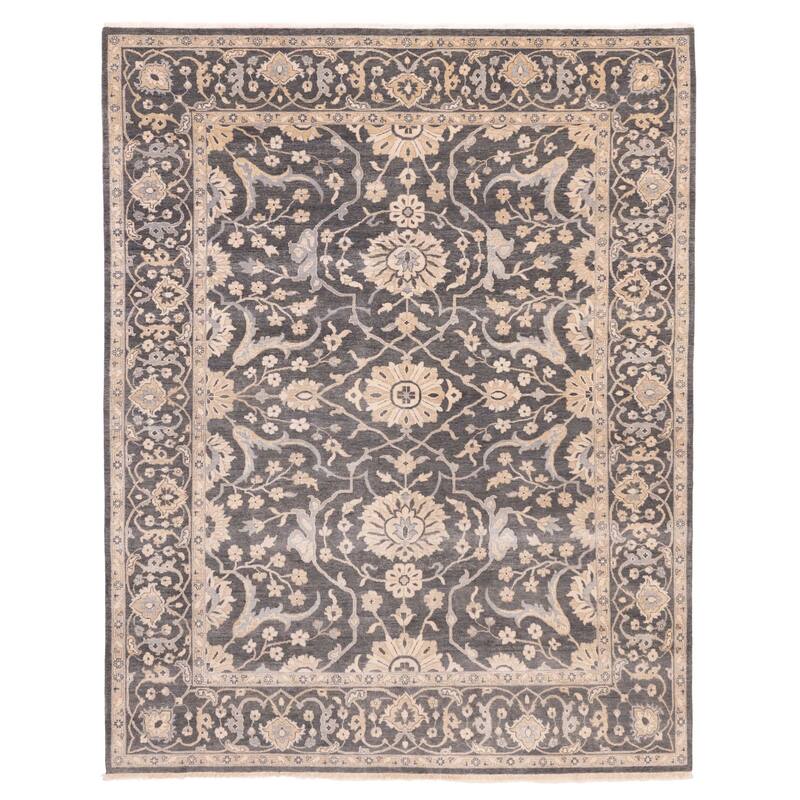ECARPETGALLERY Hand-knotted Mirzapur Charcoal Wool Rug - 8'0 x 9'11