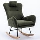 preview thumbnail 6 of 48, Modern Living Room Teddy Fabric Rocking Chair with Pocket and Headrest, Dark Green