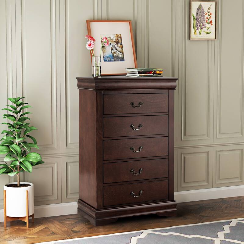 Modern Solid Wood Chest Drawers with 5-Drawer