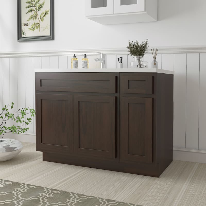 Vanity Art 51" Oak Freestanding Bathroom Vanity Cabinet without Top