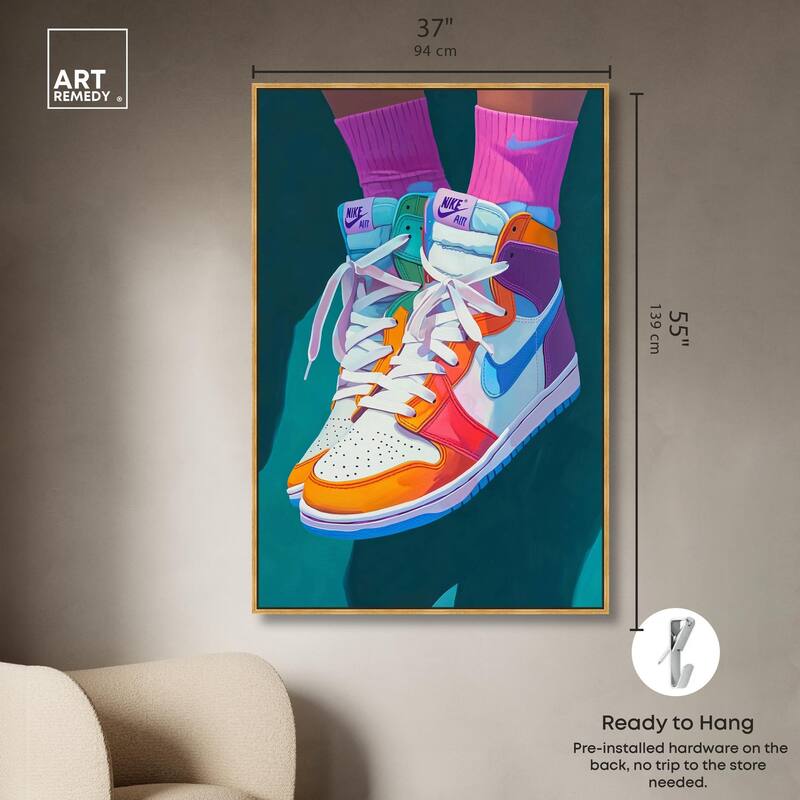 Colorful Sneaker Jump Canvas by Art Remedy