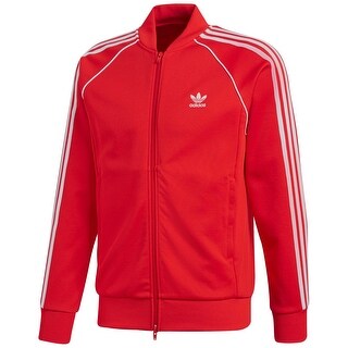 adidas red jacket white stripes