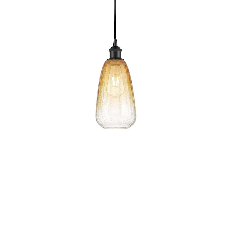 Innovations Lighting 616-1P-13-6 Brookhaven Almond Pendant Brookhaven - Matte Black / Amber