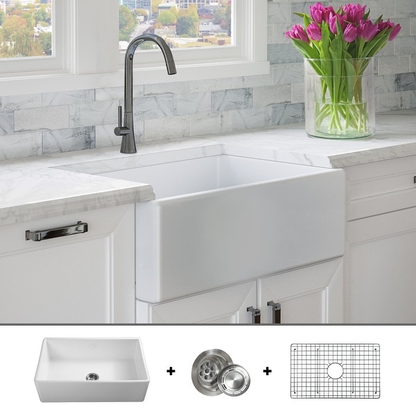 Luxury 30 inch Modern Fireclay Farmhouse Kitchen Sink