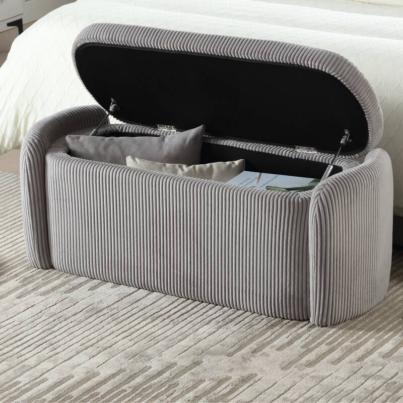 Entryway Upholstered Fabric Storage Ottoman
