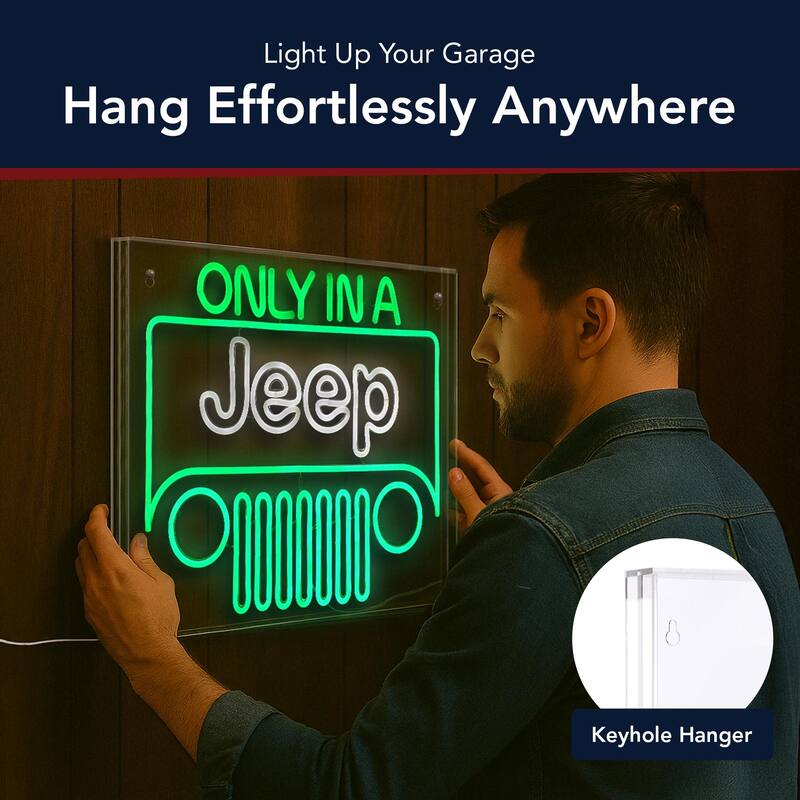 Licensed Only In A Jeep Acrylic LED Wall Decor Sign - 20" x 16" - 20" x 16"