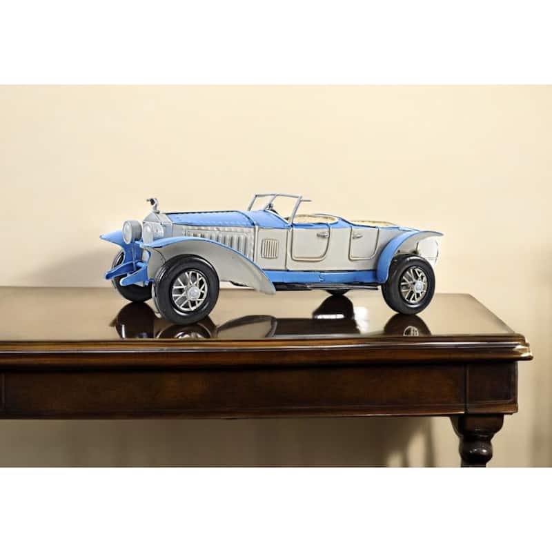 HomeRoots 4" White Metal Hand Painted Model Car Tabletop Sculpture - 4.5' X '4' X '13.5 - 4.5' X '4' X '13.5