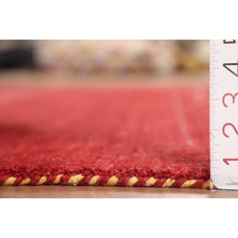 Tribal Red Gabbeh Oriental Area Rug Hand-Knotted Wool Carpet - 5'2"x 7'10"