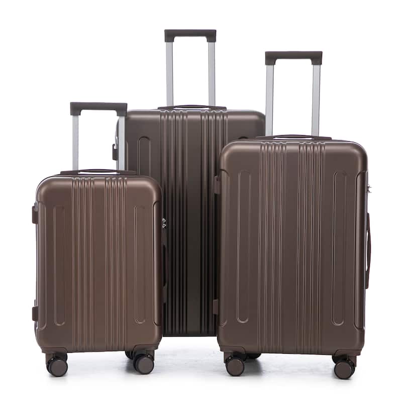 20"/24"/28" 3-Piece, Modern Luggage Sets with Retractable Handle and Combination Lock, for Boarding Travel, Brown