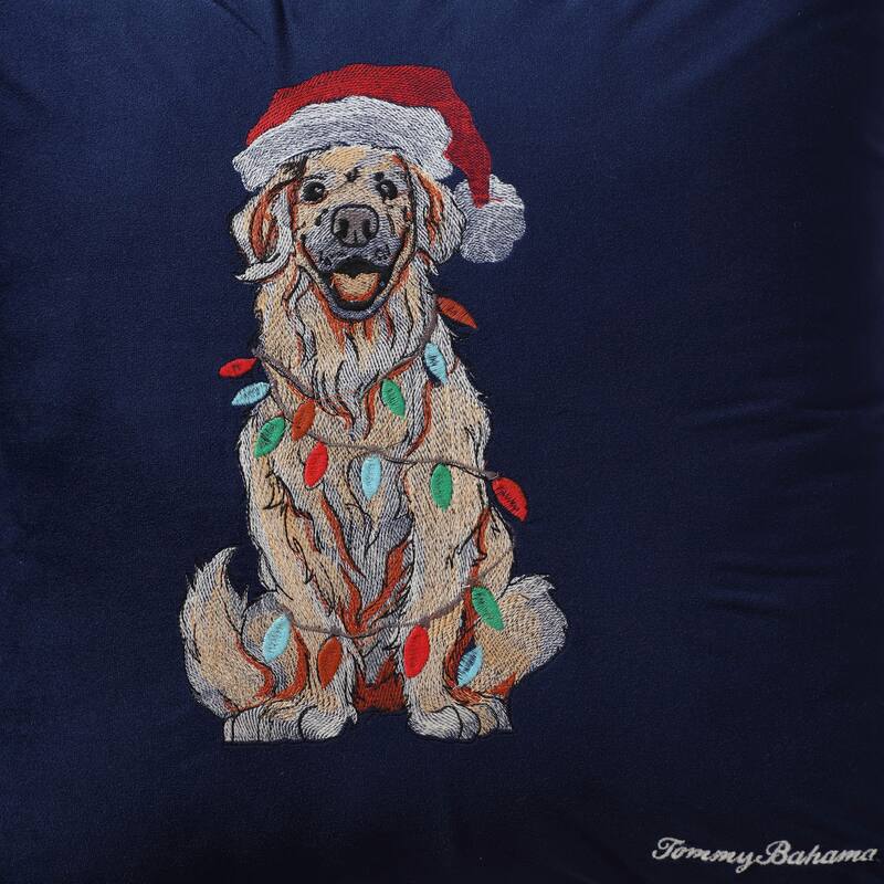 Tommy Bahama Holiday Retriever Navy Throw Pillow