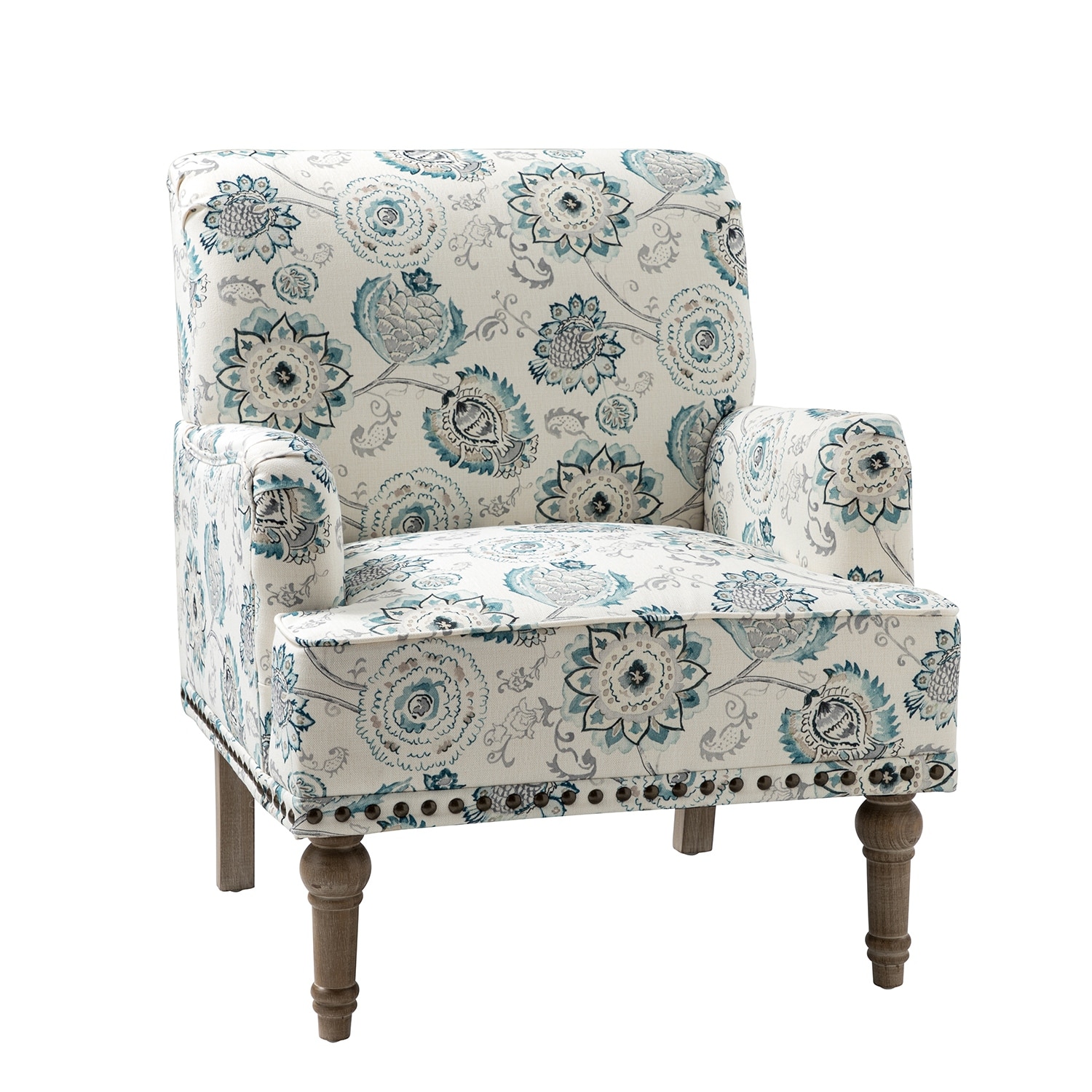 Geltrude Traditonal Floral Fabric Design Upholstered Accent