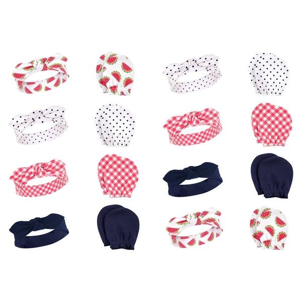 slide 1 of 1, Hudson Baby Infant Girl 16Pc Headband and Scratch Mitten Set, Watermelon, 0-6 Months - Watermelon Watermelon - 0-6 Months