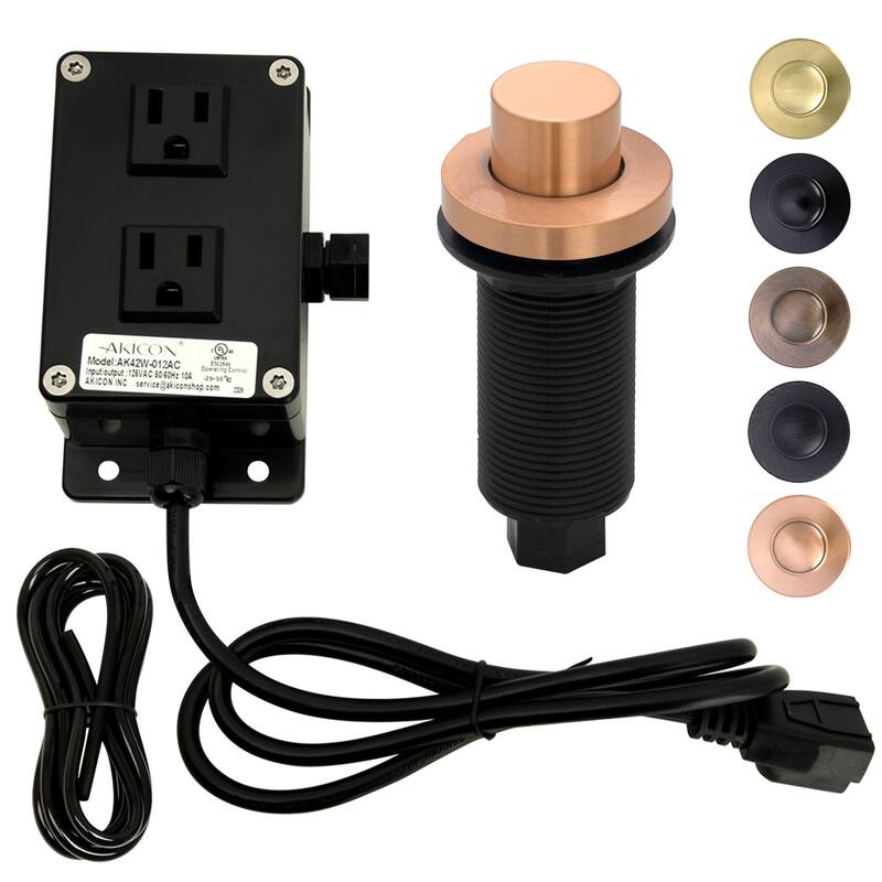 Akicon Garbage Disposal Air Switch Kit, Dual Outlet Sink Top Waste Disposal On/Off Switch Kit - Copper