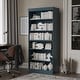 preview thumbnail 98 of 200, 100% Solid Wood 6-Shelf Bookcase with Optional Doors by Palace Imports No Doors - Teal Blue