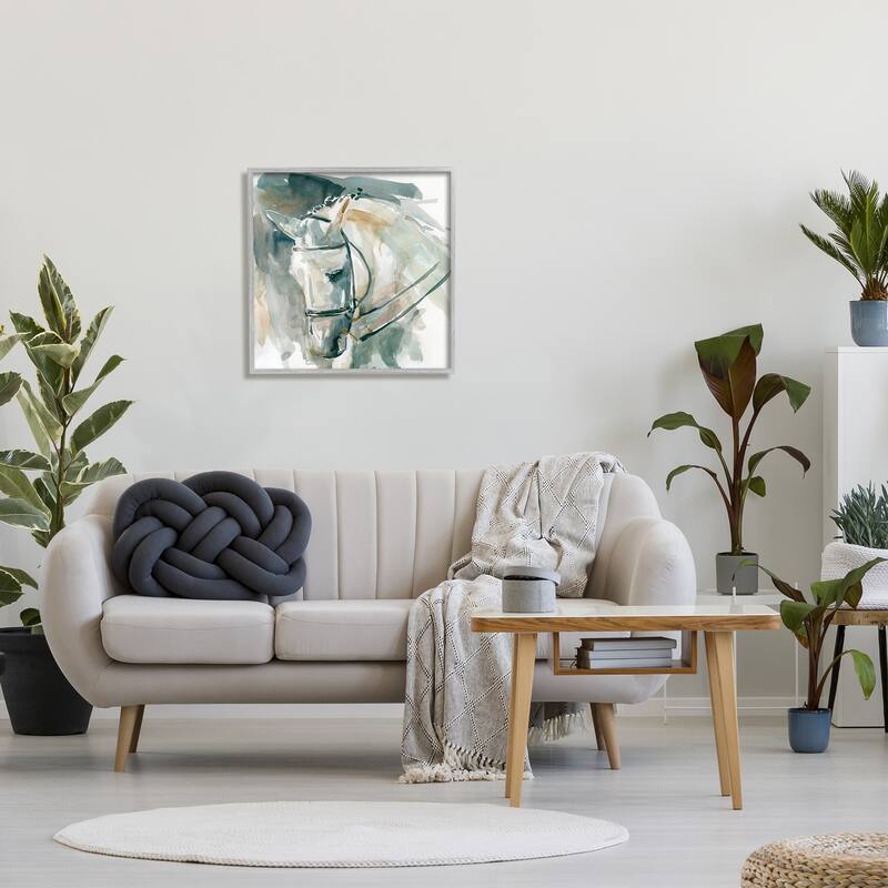 Stupell Contemporary Horse Portrait Solemn Equestrian Pose Framed Wall Art - Green