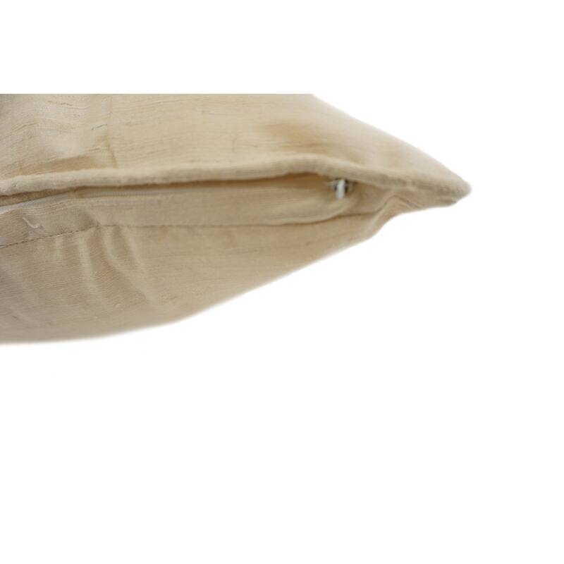 Home&Manor Raw Silk Throw Pillow 18" Beige