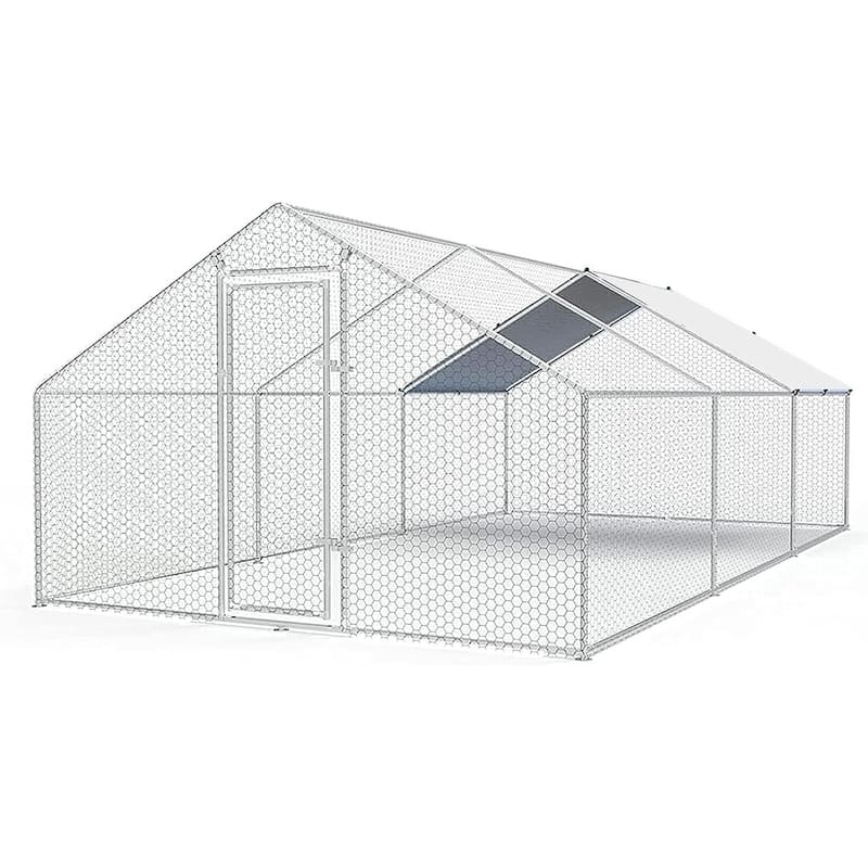 Chicken Coop, Large Metal Chicken Run for Yard with Waterproof Cover