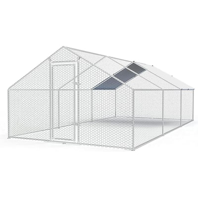 Chicken Coop, Large Metal Chicken Run for Yard with Waterproof Cover