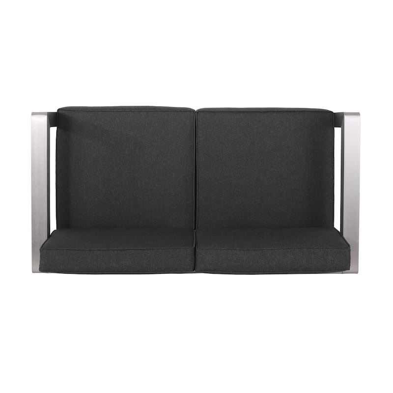 Aviara Outdoor Aluminum Loveseat with Cushions by Christopher Knight Home