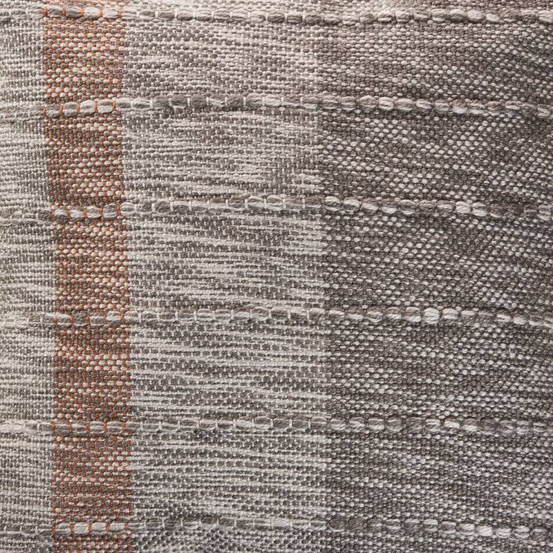 20" Gray and Red Handmade Square Throw Pillow with Tassels