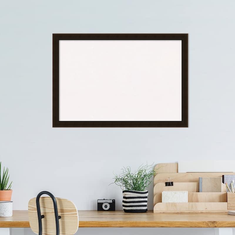 Espresso Brown Wood Framed White Corkboard Bulletin Board