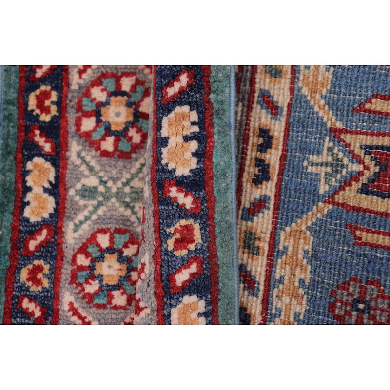 Tribal Kazak Shea Green/Gray Wool Rug - 2'0'' x 3'0''