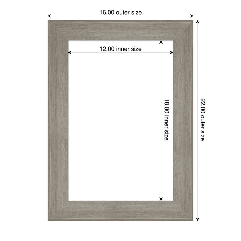 Grand Narrow Framed Dry Erase Magnetic Board - 16 x 22 in - Grand Greywash Narrow