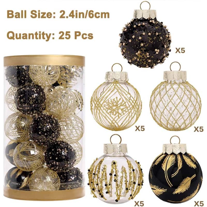 25 Pcs Christmas Decoration Ball Ornaments Set for Holiday Party Wedding - N/A