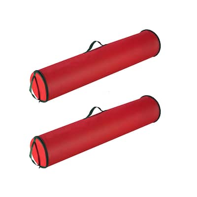 Wrapping Paper Storage Bag 2-Pack - 40-Inch Gift Wrap Organizer - Christmas Storage by Elf Stor (Red)