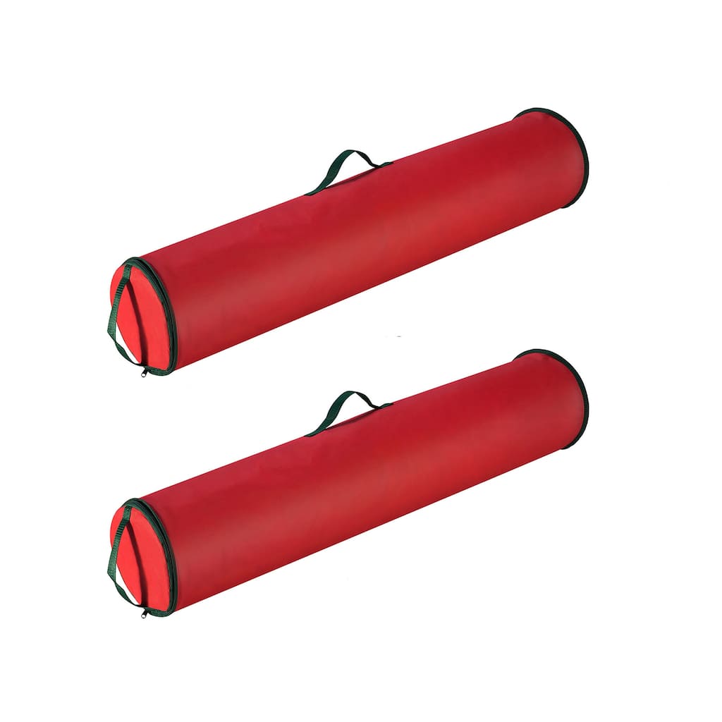 Wrapping Paper Storage Bag 2-Pack - 40-Inch Gift Wrap Organizer - Christmas Storage by Elf Stor (Red)