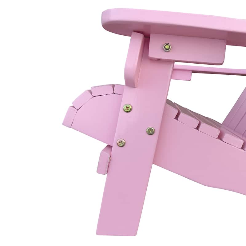 Pink Populus Wood Adirondack Chair with Wide Armrest and Sloped Seat - 14.76” W x 17.4” D x 23.62” H
