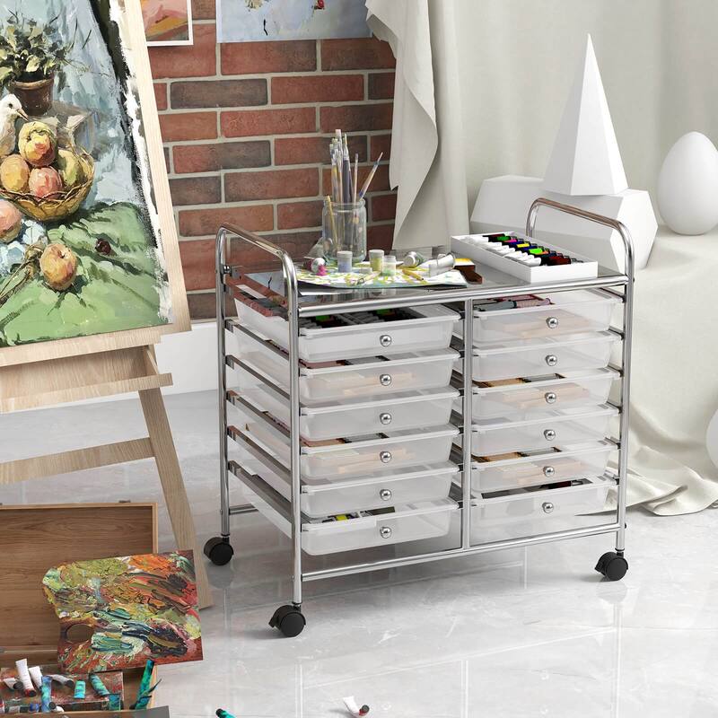 Costway 12 Drawers Rolling Cart Storage Scrapbook Paper Studio - See Details