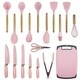 preview thumbnail 10 of 41, 19-piece Non-stick Silicone Assorted Kitchen Utensil Set Pink