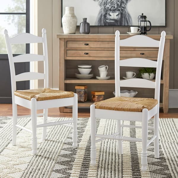slide 2 of 11, Simple Living Ladder back dining chair (Set of 2) White