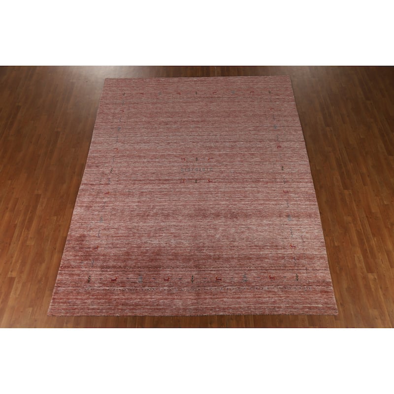 Hand Knotted Oriental 100% Wool Carpet Tribal Animal Pictorial Oranges & Rust Gabbeh Area Rug - 11' 3'' X 9' 0''