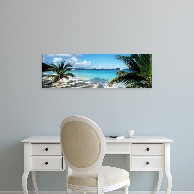 Easy Art Prints Panoramic Images's 'Palm trees on the beach, US Virgin Islands, USA' Premium Canvas Art