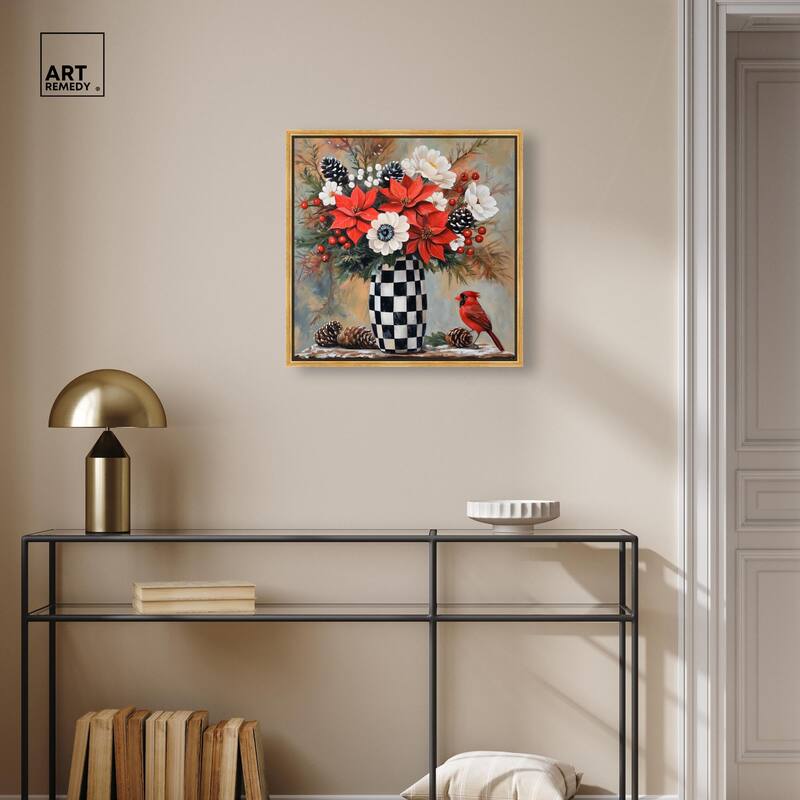 Checkerboard Vase Blooms II Canvas by Art Remedy