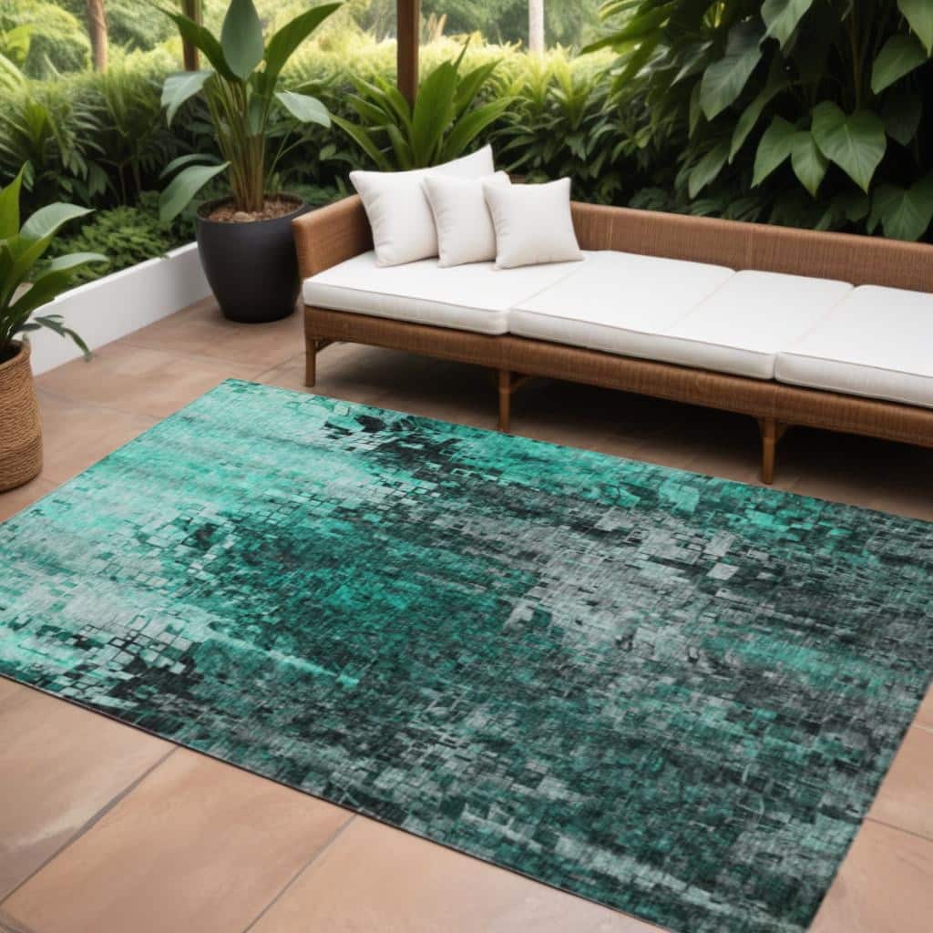 HomeRoots Abstract Transitional Rectangle Outdoor Rug