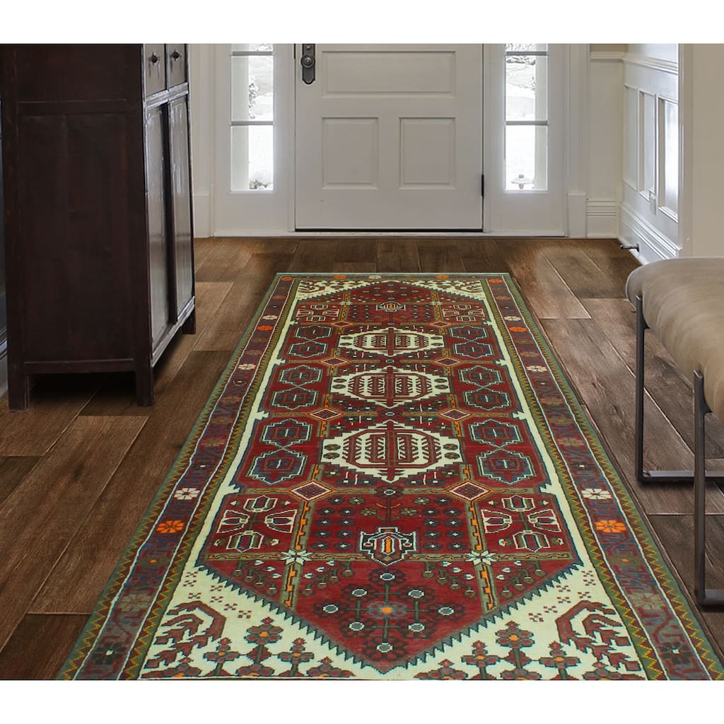 Fine Vintage Distressed Annabell Burgundy/Ivory Runner - 4'0" x 9'4"