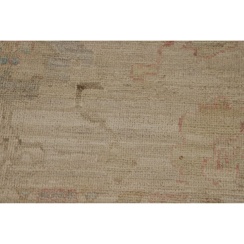 Hand Knotted Oriental 100% Wool Carpet Transitional All-Over Beige & Ivories Oushak Area Rug - 11' 10'' X 8' 11''