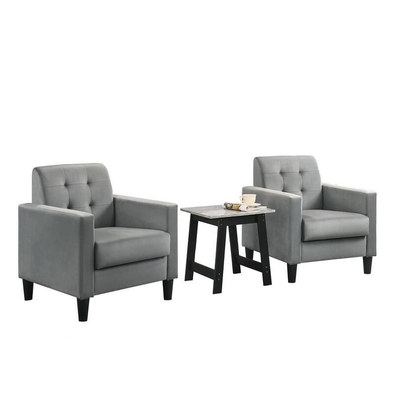 Hale Velvet Armchairs and End Table Living Room Set