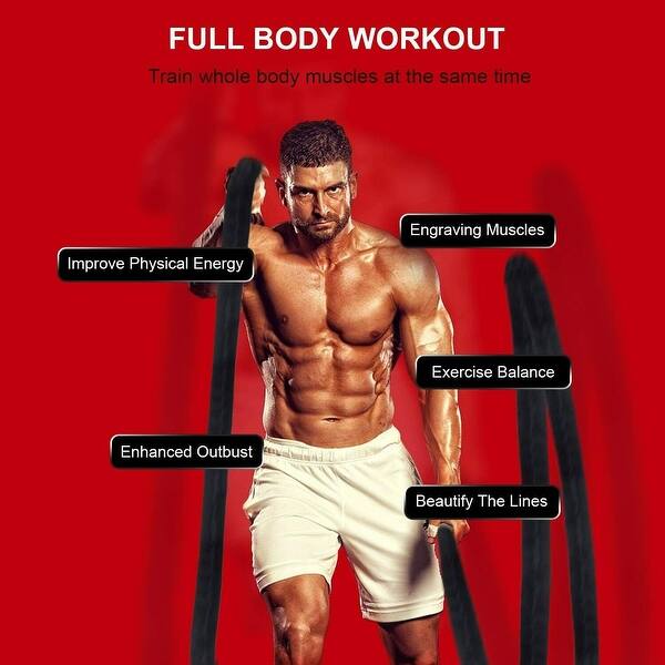 slide 2 of 7, Durable Battle Rope with Protective Cover Fitness Workout Training Undulation Rope - L