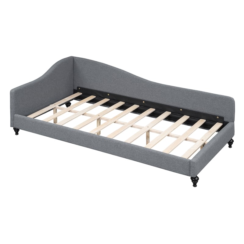 L-Shaped Linen Daybed,with Solid Wood Legs