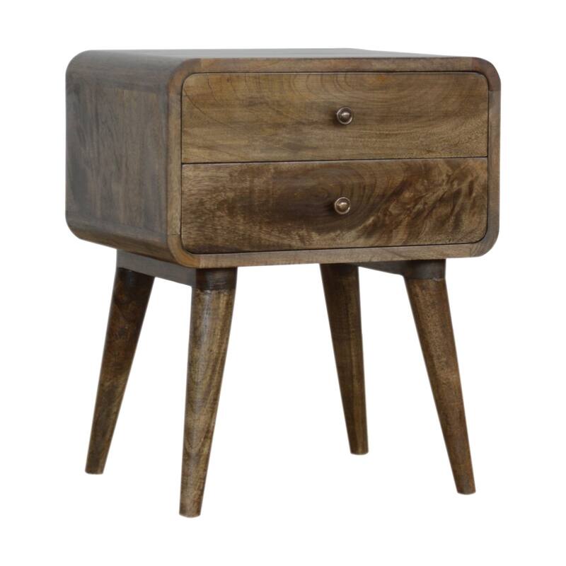 Curved Classic Grey Washed Nightstand