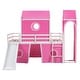 preview thumbnail 29 of 30, Elegant Twin Size Playhouse Inspired Bunk Bed with Slide Pink Tent and Tower, Sturdy Construction & Unique Design