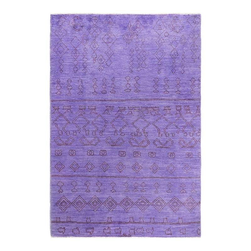 Contemporary Overdyed Wool Hand Knotted Area Rug - 6' 1" x 8' 10"